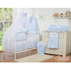 Babybettwäsche-Set 5-tlg mit Moskitonetz - Hängende Herzen blau kariert