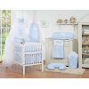 Babybettwäsche-Set 5-tlg mit Moskitonetz - Hängende Herzen blau kariert