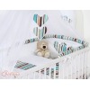 Babybettwäsche-Set 5-tlg mit Moskitonetz - Hängende Herzen braun gestreift