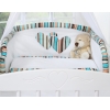 Babybettwäsche-Set 5-tlg mit Moskitonetz - Hängende Herzen braun gestreift