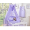Babybettwäsche-Set 5-tlg mit Moskitonetz 90x120 - Hängende Herzen lila