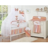 Babybettwäsche Set 5-tlg mit Moskitonetz - Hängende Herzen orange gestreift