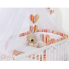 Babybettwäsche Set 5-tlg mit Moskitonetz - Hängende Herzen orange gestreift