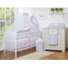 Babybettwäsche-Set 5-tlg mit Moskitonetz - Hängende Herzen rosa Blümchen