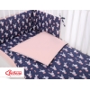 Babybettwäsche Set 5-tlg mit Moskitonetz - Hasen dunkelblau