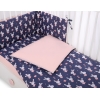 Babybettwäsche Set 5-tlg mit Moskitonetz - Hasen dunkelblau