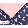 Babybettwäsche Set 5-tlg mit Moskitonetz - Hasen dunkelblau