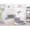 Babybettwäsche Set 5-tlg mit Moskitonetz - mini Sternchen weiß