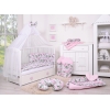 Babybettwäsche Set 5-tlg mit Moskitonetz - rosa Blumen-Muster