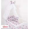 Babybettwäsche Set 5-tlg mit Moskitonetz - rosa Blumen-Muster