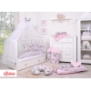 Babybettwäsche Set 5-tlg mit Moskitonetz - rosa Blumen-Muster