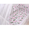 Babybettwäsche Set 5-tlg mit Moskitonetz - rosa Blumen-Muster
