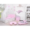 Babybettwäsche Set 5-tlg mit Moskitonetz - rosa Hasen