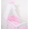 Babybettwäsche Set 5-tlg mit Moskitonetz - rosa Hasen