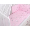 Babybettwäsche Set 5-tlg mit Moskitonetz - rosa Hasen