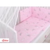Babybettwäsche Set 5-tlg mit Moskitonetz - rosa Hasen