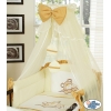 Babybettwäsche Set 5-tlg mit Moskitonetz (S60) - Teddy Bär Barnaba creme