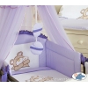 Babybettwäsche Set 5-tlg mit Moskitonetz (S60) - Teddy Bär Barnaba lila