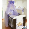Babybettwäsche Set 5-tlg mit Moskitonetz (S60) - Teddy Bär Barnaba lila