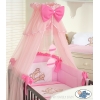 Babybettwäsche Set 5-tlg mit Moskitonetz (S60) - Teddy Bär Barnaba rosa