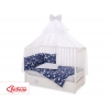 Babybettwäsche Set 5-tlg mit Moskitonetz - Schwäne dunkelblau