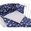 Babybettwäsche Set 5-tlg mit Moskitonetz - Schwäne dunkelblau