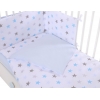Babybettwäsche Set 5-tlg mit Moskitonetz - Sternen grau -blau