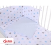 Babybettwäsche Set 5-tlg mit Moskitonetz - Sternen grau -blau