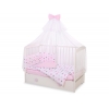 Babybettwäsche Set 5-tlg mit Moskitonetz - Sternen rosa - grau/ rosa
