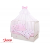 Babybettwäsche Set 5-tlg mit Moskitonetz - Sternen rosa - grau/ rosa