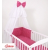 Babybettwäsche Set 5-tlg mit Moskitonetz - weinrote Sternchen