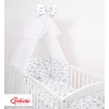 Babybettwäsche Set 5-tlg mit Moskitonetz - Wolken grau
