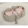Babyhörnchen für Puppen mit Kissen -  Eulen creme