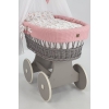 Babykorb mit große Rädern - Grau