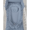 Babynest mit Rüsche Kokon- pastellblau