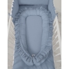 Babynest mit Rüsche Kokon- pastellblau