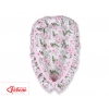 Babynestchen mit Rüsche - rosa Blüten/rosa