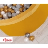 Bällebad aus Minkystoff Bällepool mit bunten Bällen 200st - honey yellow