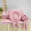 Bärenkopfes und Decke Baby Stubenwagen Set Puderrosa