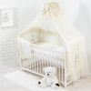 Beige Bettset für Kinderbett 10-Teilig mit Moskitonetz - Teddybär mit Herz
