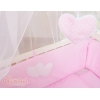 Beistellbett mit Bettwäsche und Matratze- Hängende Herzen Rosa-Punktumster