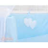 Beistellbett mit Matratze und Bettwäsche Set - Hängende Herzen blau