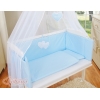 Beistellbett mit Matratze und Bettwäsche Set - Hängende Herzen blau