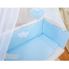 Beistellbett mit Matratze und Bettwäsche Set - Hängende Herzen blau