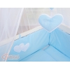 Beistellbett mit Matratze und Bettwäsche Set - Hängende Herzen blau