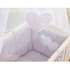 Beistellbett mit Matratze und Bettwäsche Set - Hängende Herzen grau