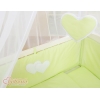 Beistellbett mit Matratze und Bettwäsche Set - Hängende Herzen grün