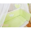 Beistellbett mit Matratze und Bettwäsche Set - Hängende Herzen grün