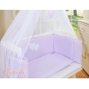 Beistellbett mit Matratze und Bettwäsche Set - Hängende Herzen lila