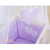 Beistellbett mit Matratze und Bettwäsche Set - Hängende Herzen lila